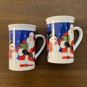 (2) Royal Norfolk Santa Claus Gifts Snowman Snowy Night Coffee Tea Mugs